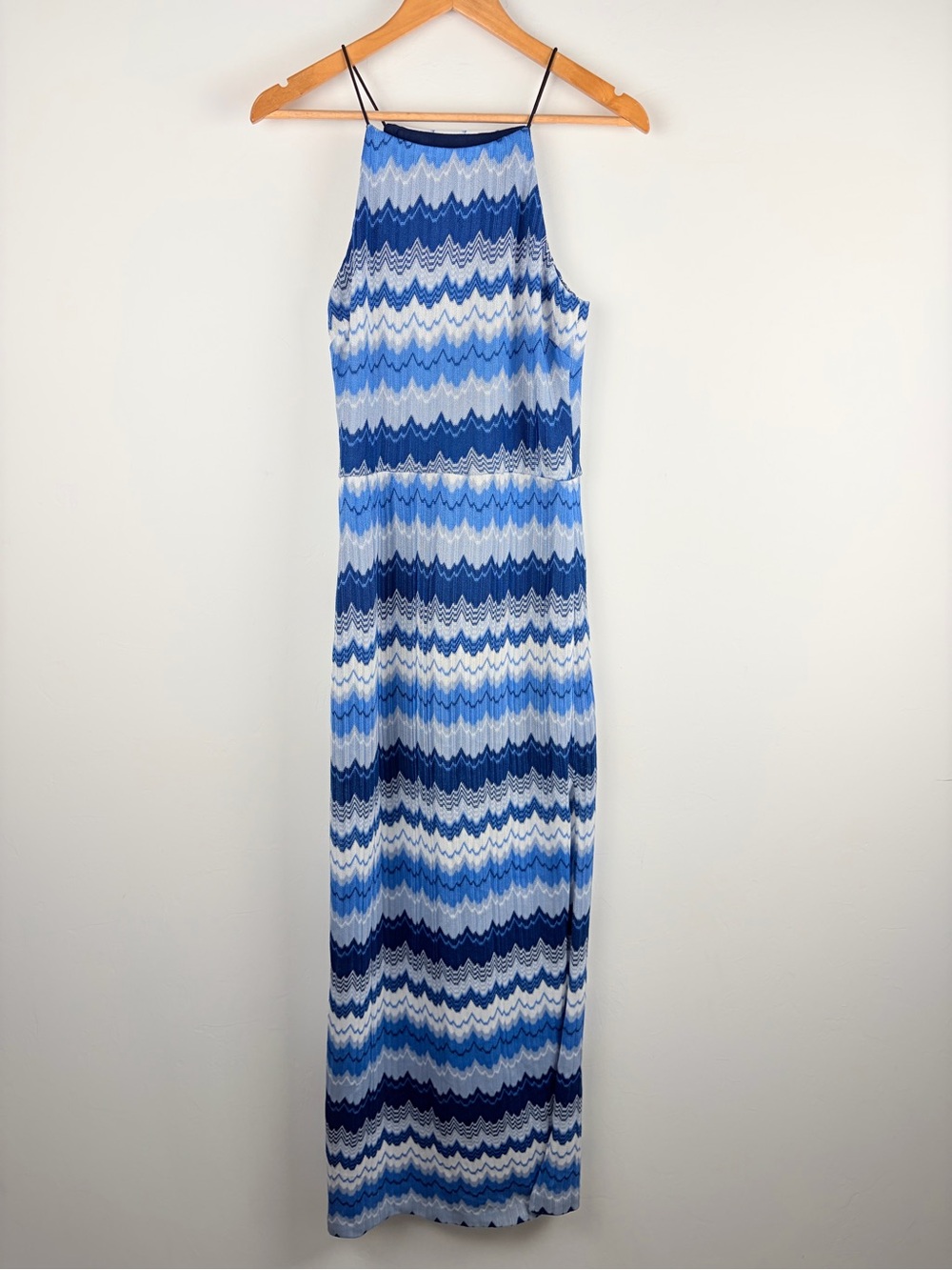 Aqua Blue Knit Crochet Maxi Dress Large